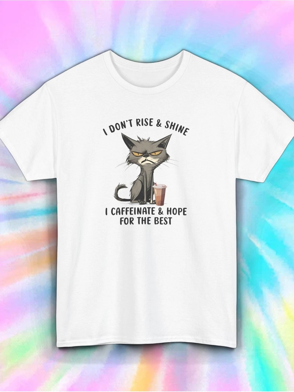 White Grumpy Cat Graphic Short-Sleeve Tee
